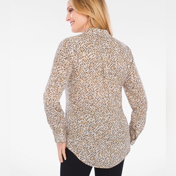 Chico's Keys Novelty Print Button Shirt Top Blouse - Picture 2 of 8